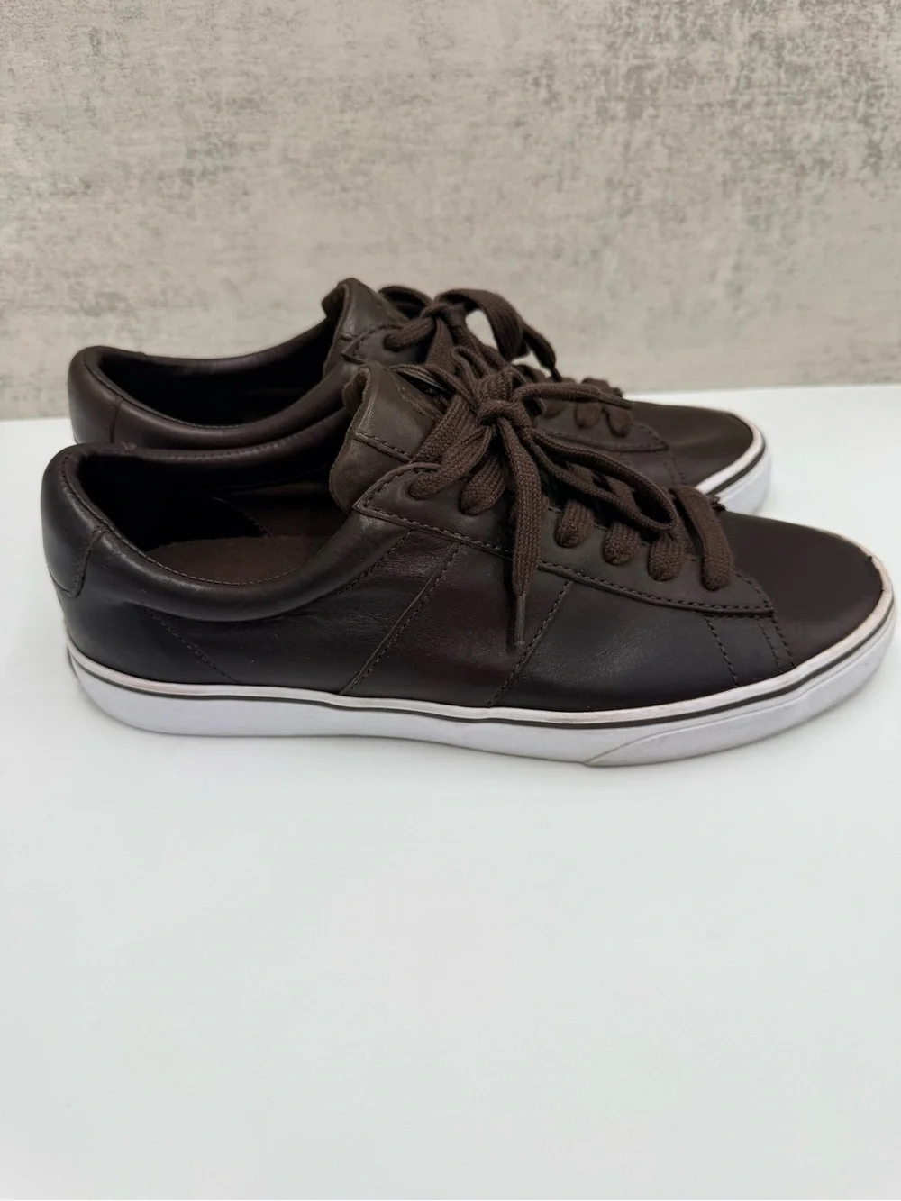 Polo Ralph Lauren Sayer Men’s Size 10D Brown Leather Low Top Sneakers Shoes